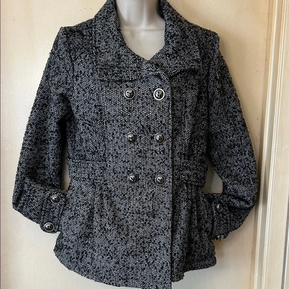 Pink Envelope Black and WhiteTweed Pea Coat size M - Picture 5 of 12